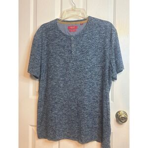 Bruno Milano Mens XL Henley Shirt Blue Space Dye Super Soft Short Sleeve Tee